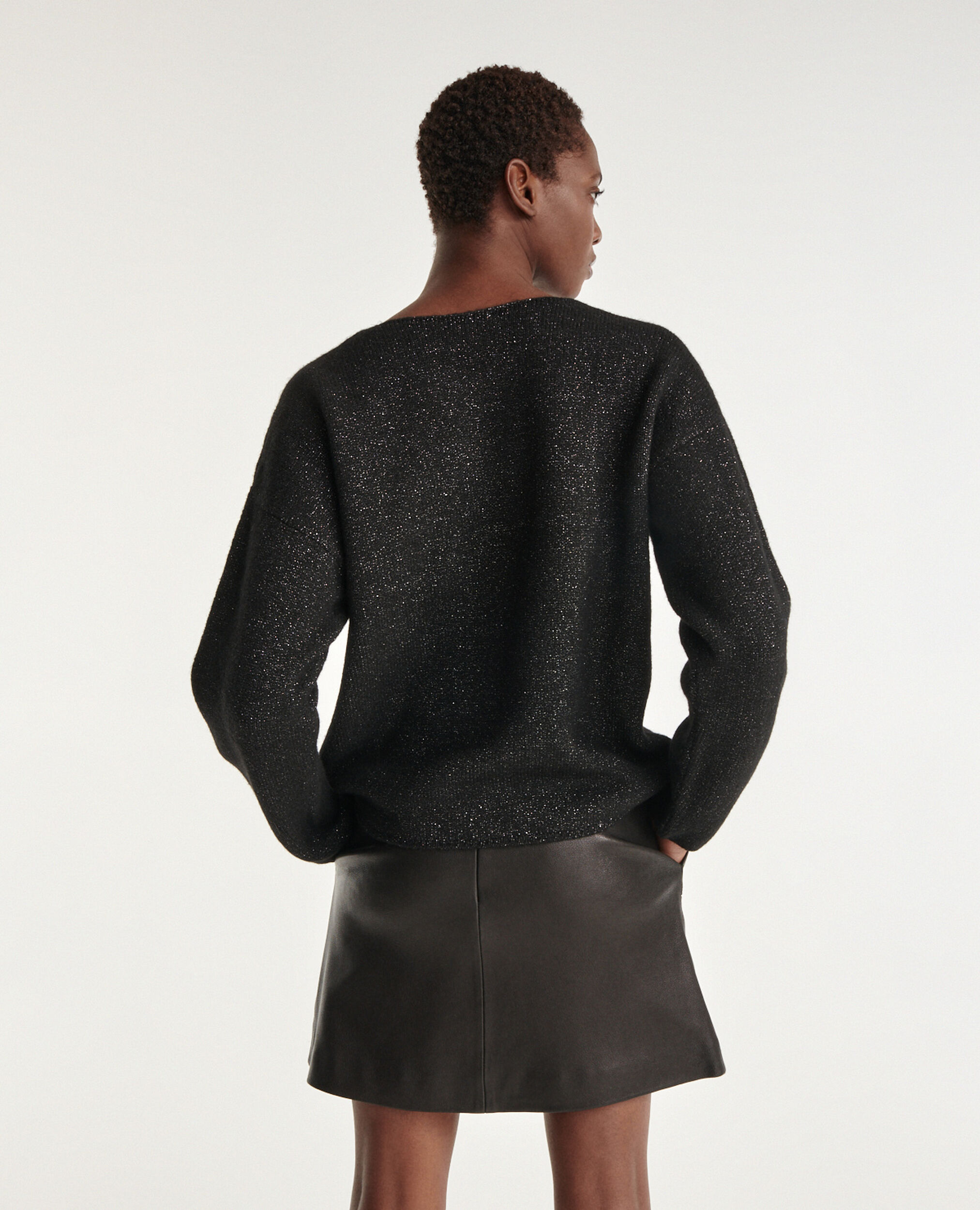 Loosefit black sweater with lurex The Kooples