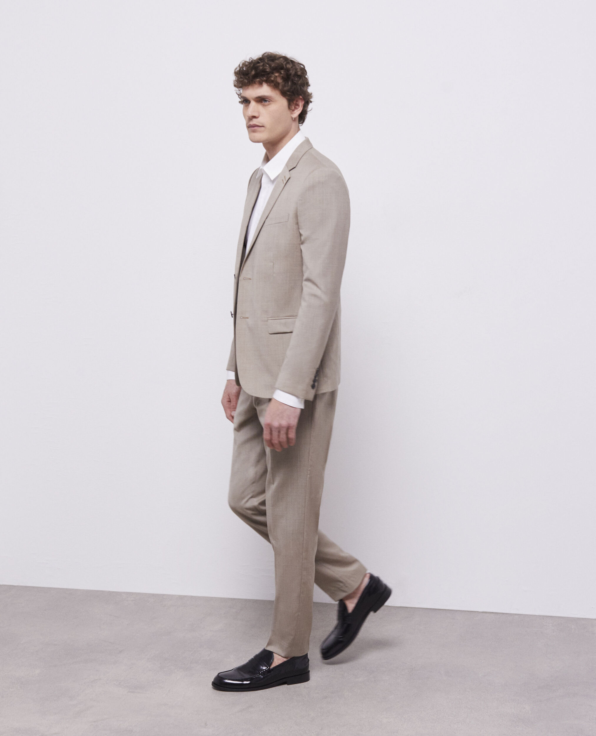 Beige wool suit jacket, BEIGE MELANGE, hi-res image number null