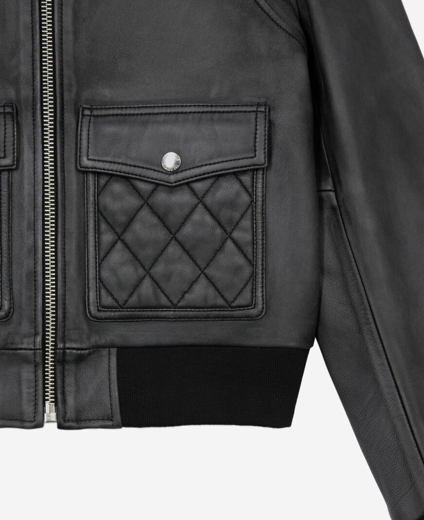 The Kooples WOMEN BLACK WASHED black leather jacket