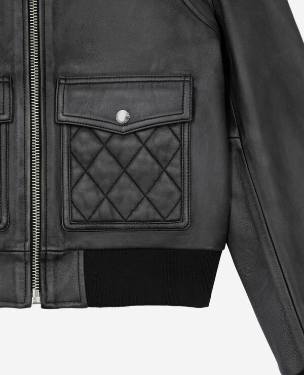 The Kooples DAMEN BLACK WASHED schwarze lederjacke