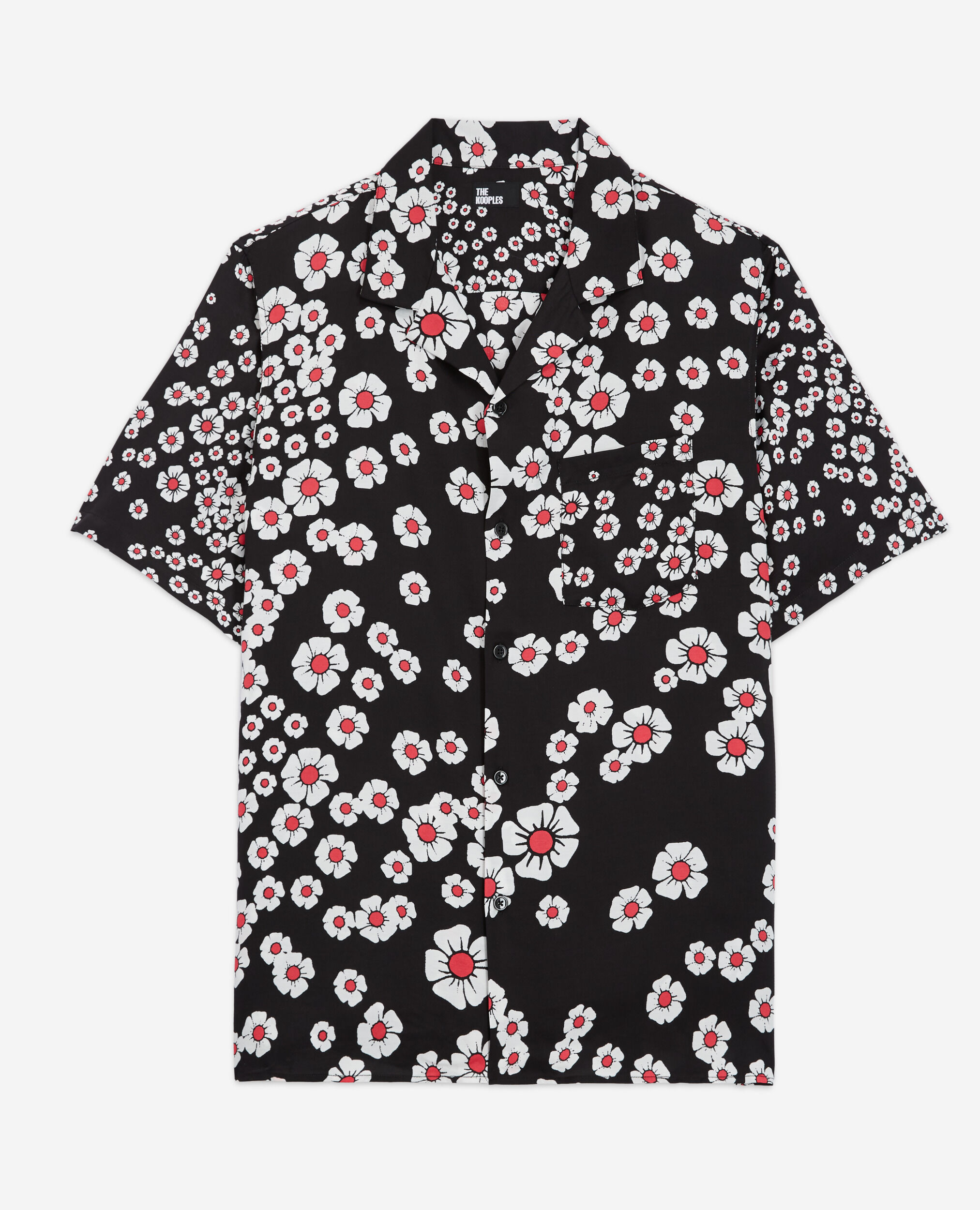 Camisa floral con cuello hawaiano, BLACK / PINK, hi-res image number null