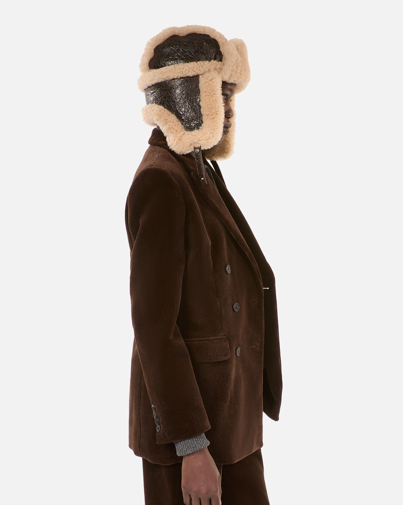 The Kooples M BROWN brown shearling  chapka