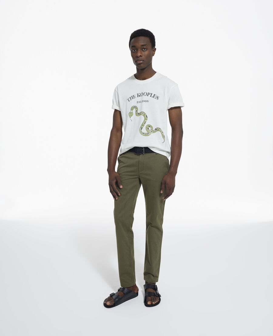 beige t-shirt with screen print