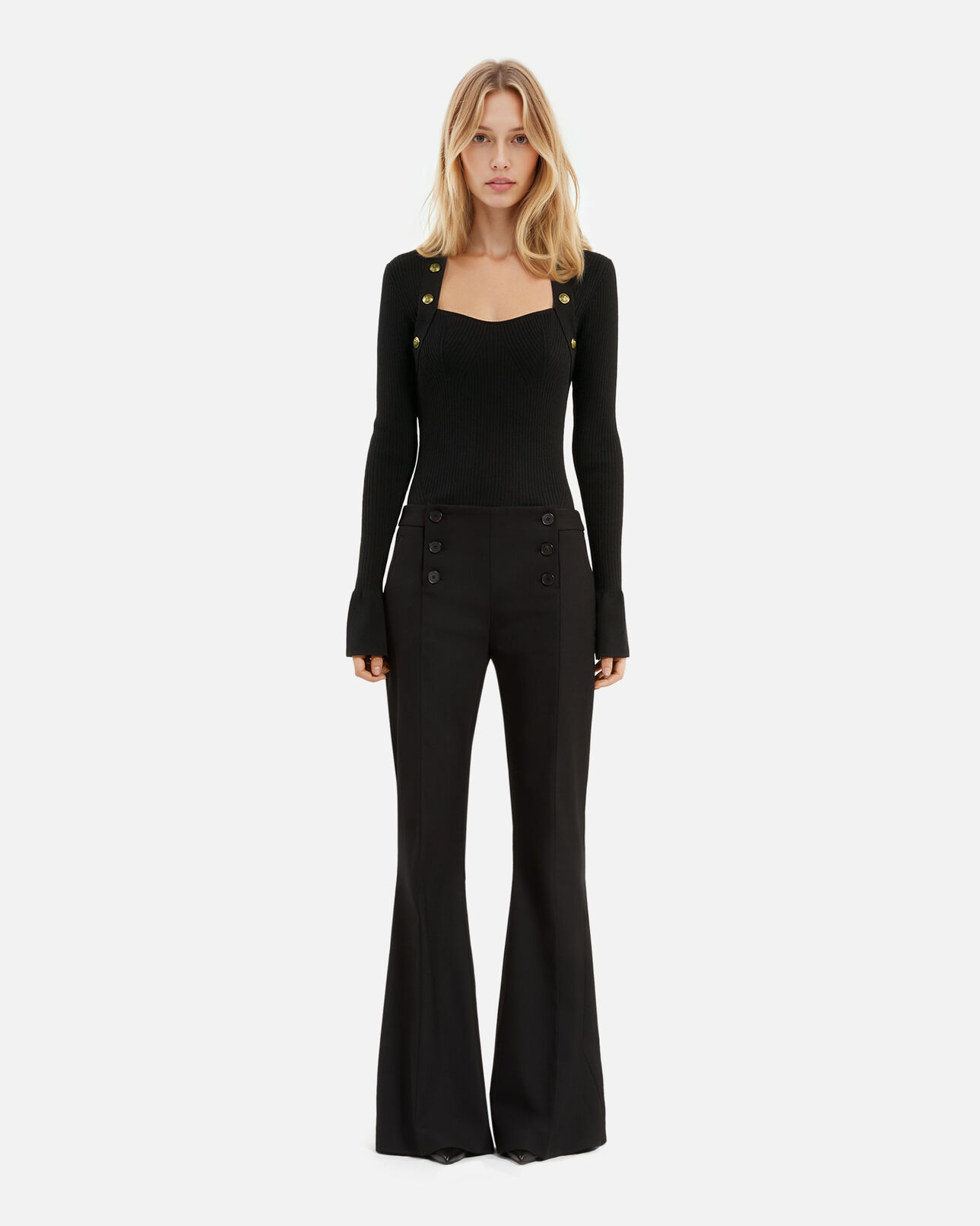 The Kooples WOMEN BLACK black rib knit sweater