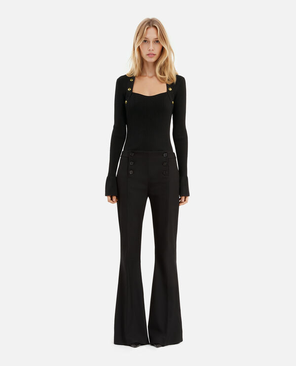 The Kooples WOMEN BLACK black rib knit sweater