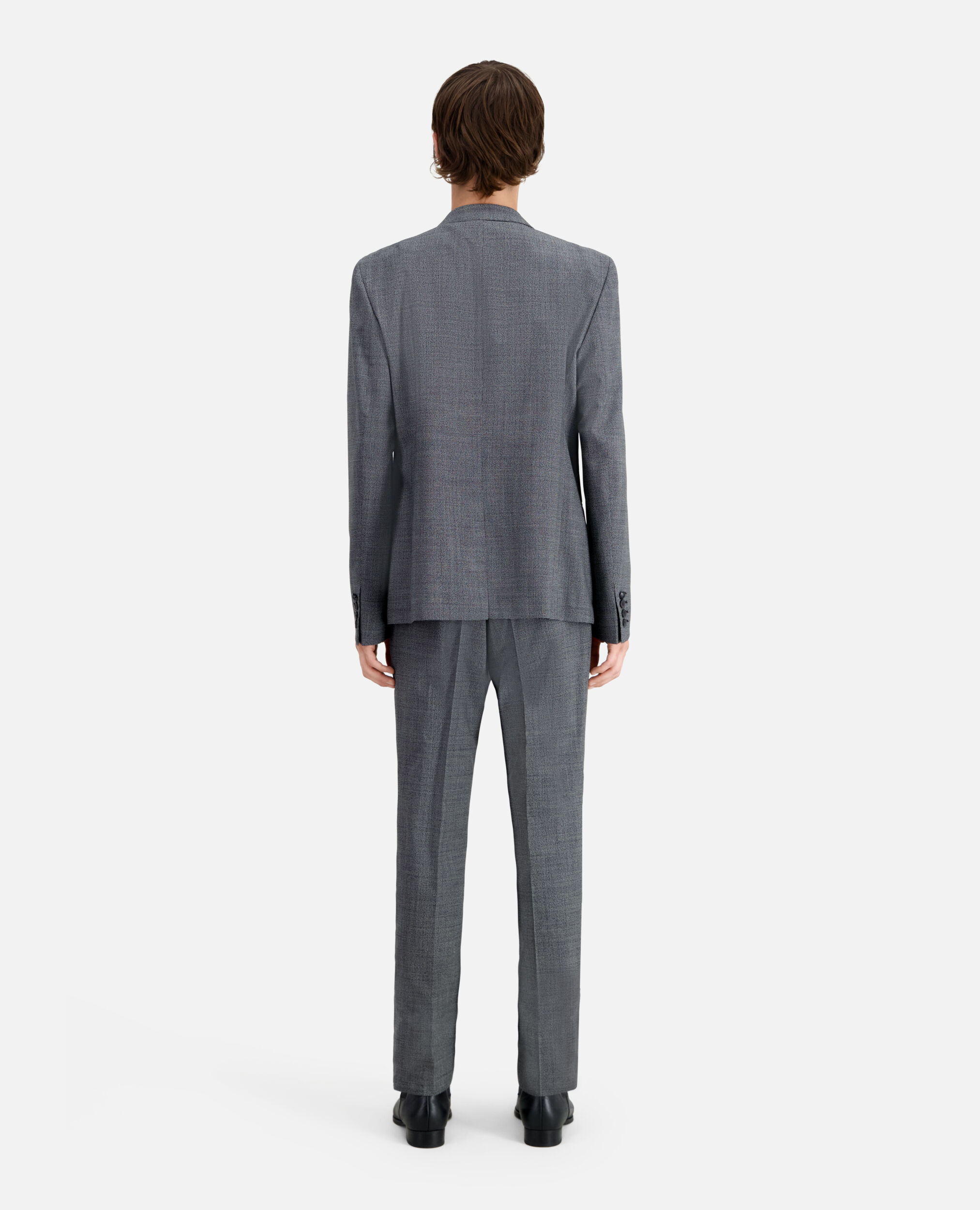 Black micro-pattern wool suit jacket, BLACK-ECRU, hi-res image number null