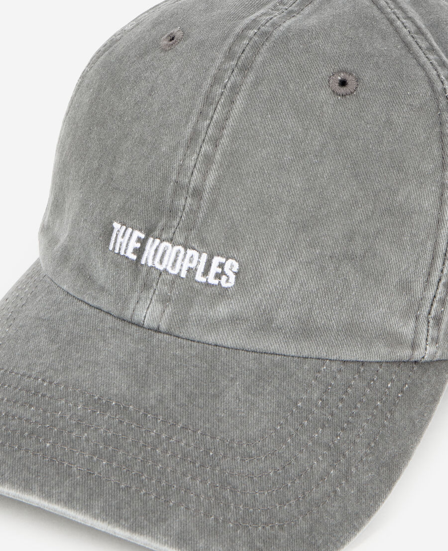 The Kooples MIXED BLACK WASHED black embroidered logo cap