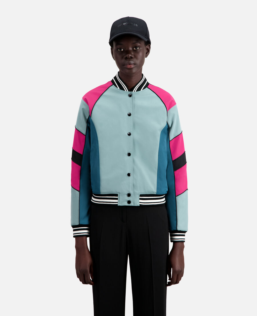 short jacket with multicoloured patchwork