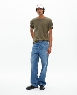 The Kooples H KAKI mixed t-shirt, straight, plain khaki
