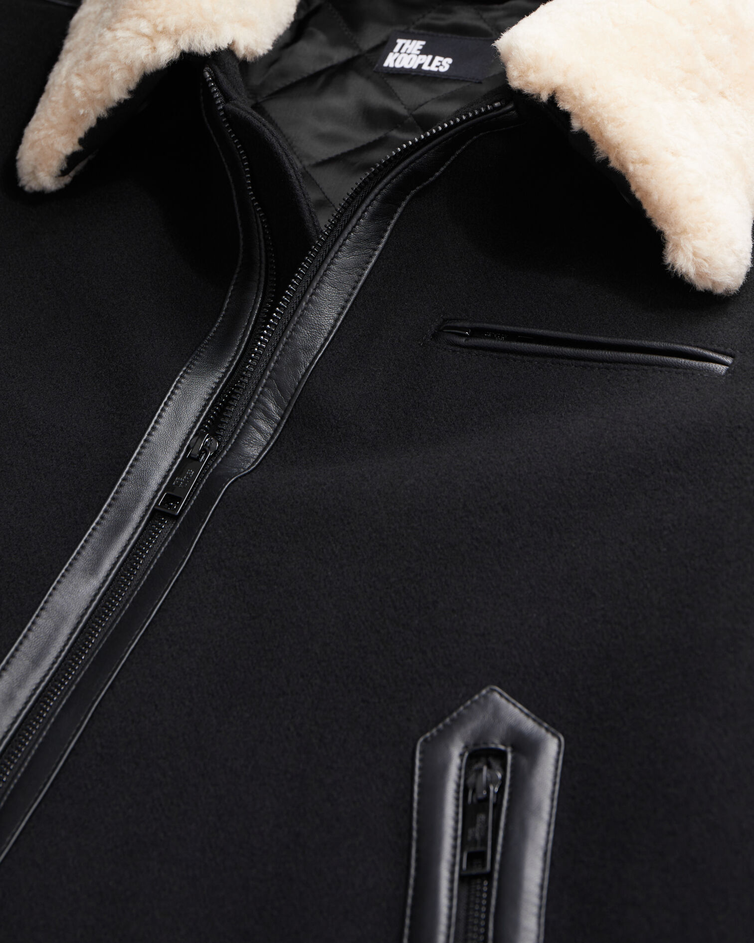 Black wool-blend bomber jacket, BLACK, hi-res image number null