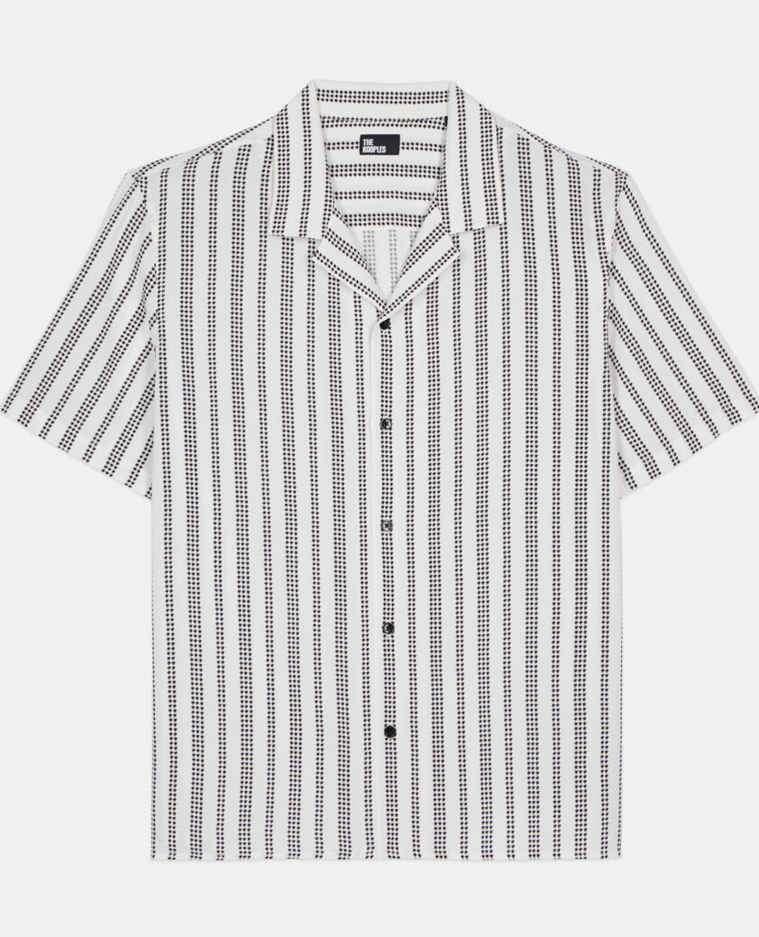 The Kooples HOMBRE ECRU BLACK camisa de manga corta con estampado de pata de gallo