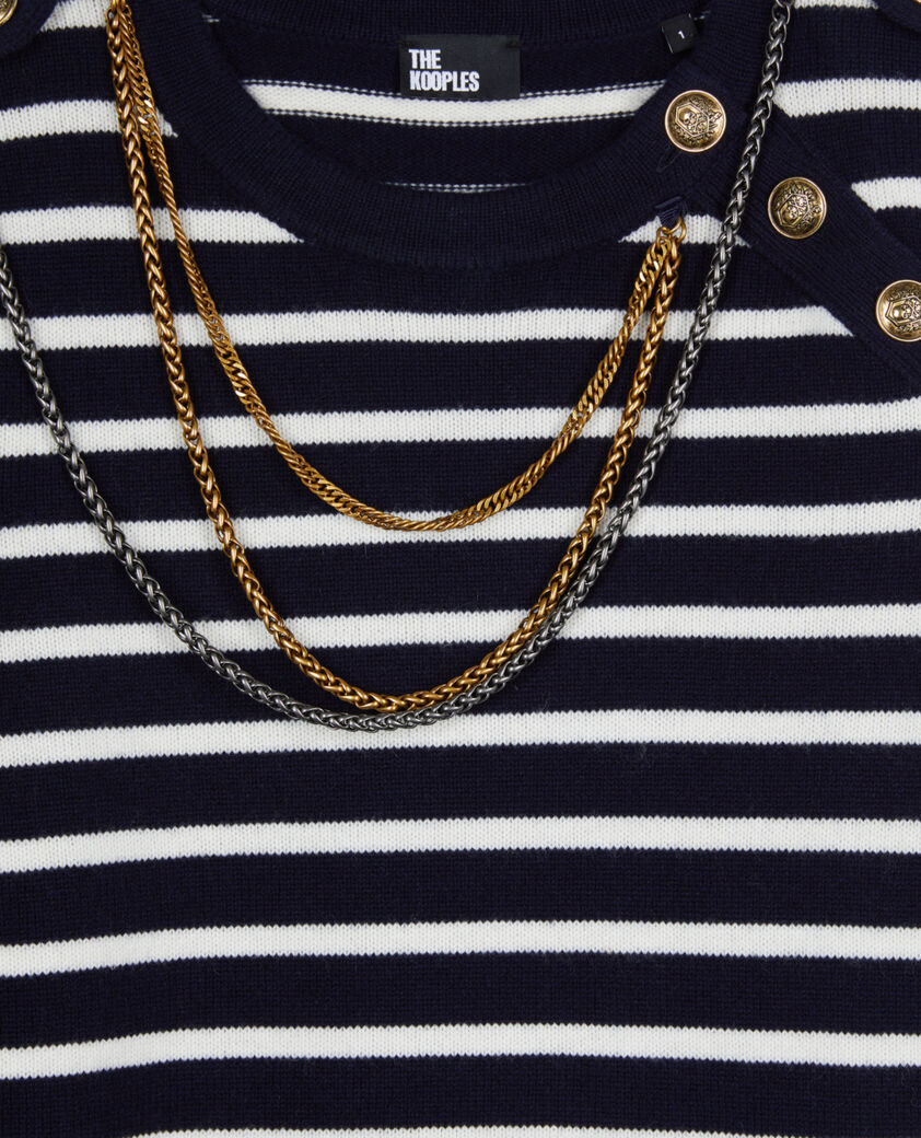 The Kooples FEMME WHITE / BLUE pull en laine &agrave; rayures