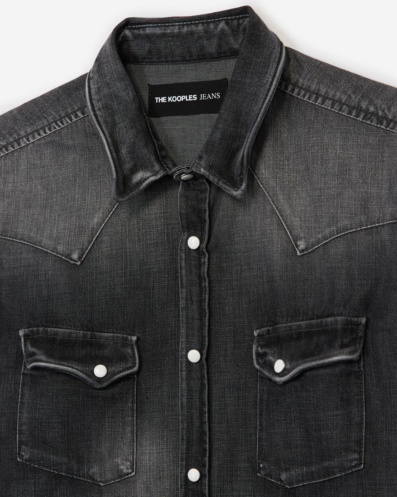 The Kooples HOMME GREY chemise jean gris délavé détails western