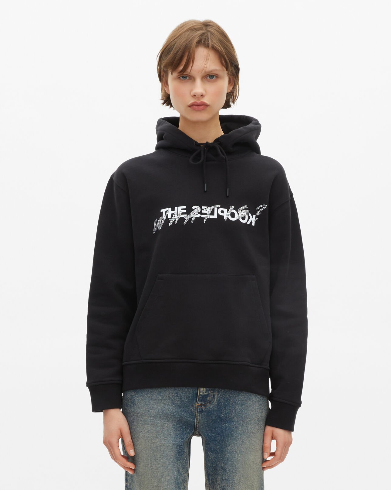 The Kooples DAMEN BLACK what is kapuzen-sweatshirt mit strasssteinen schwarz