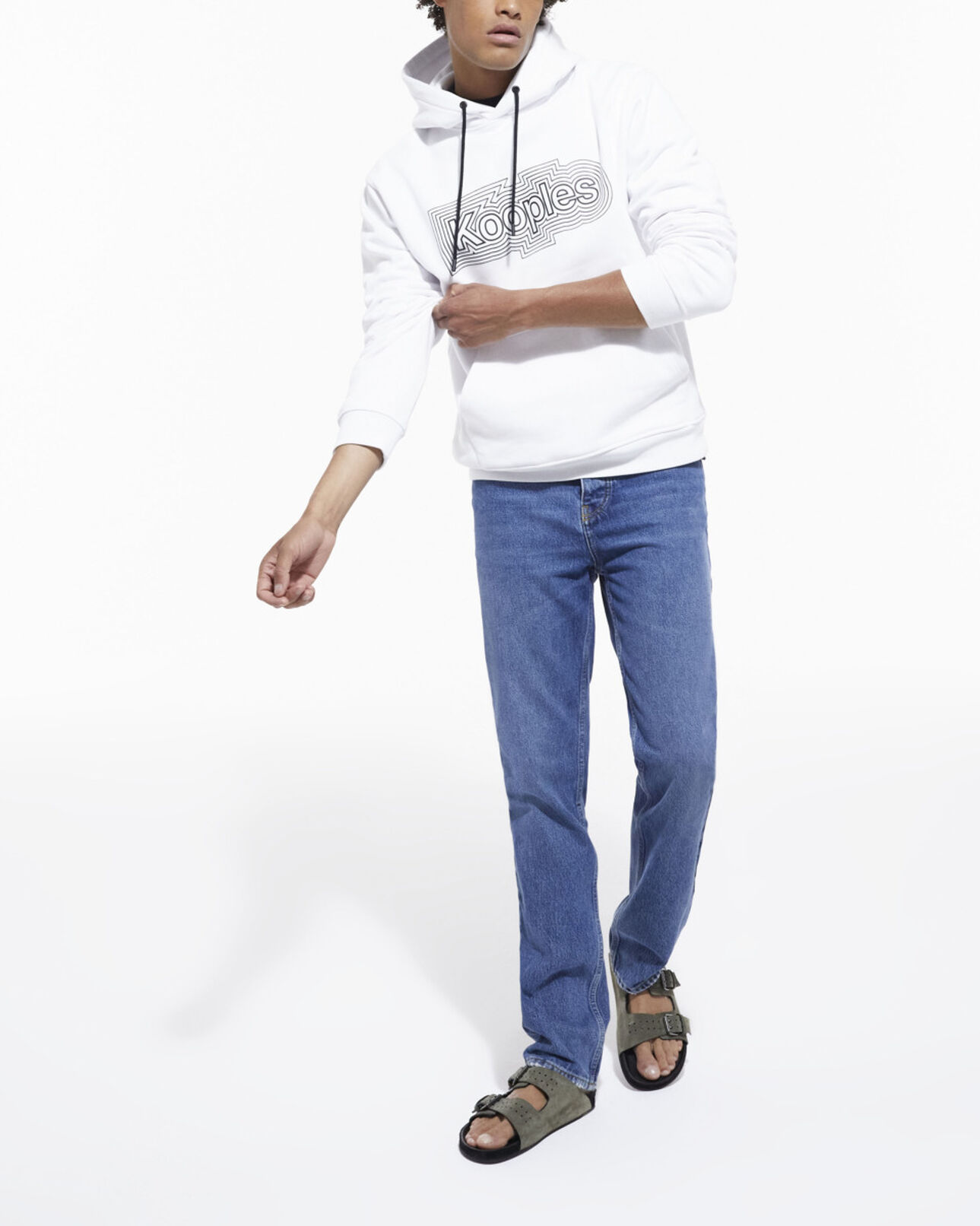 The Kooples MEN SNOW WHITE ecru sweatshirt with screen print