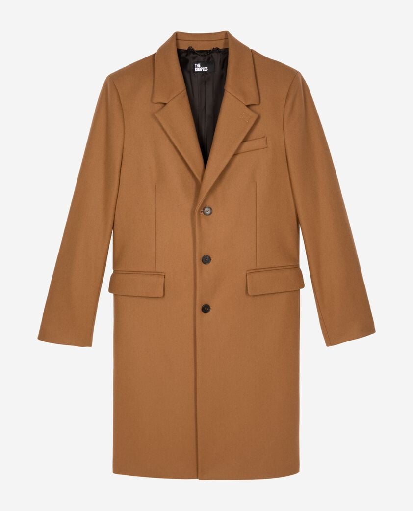 The Kooples HOMBRE CAMEL abrigo con solapa de piel camel