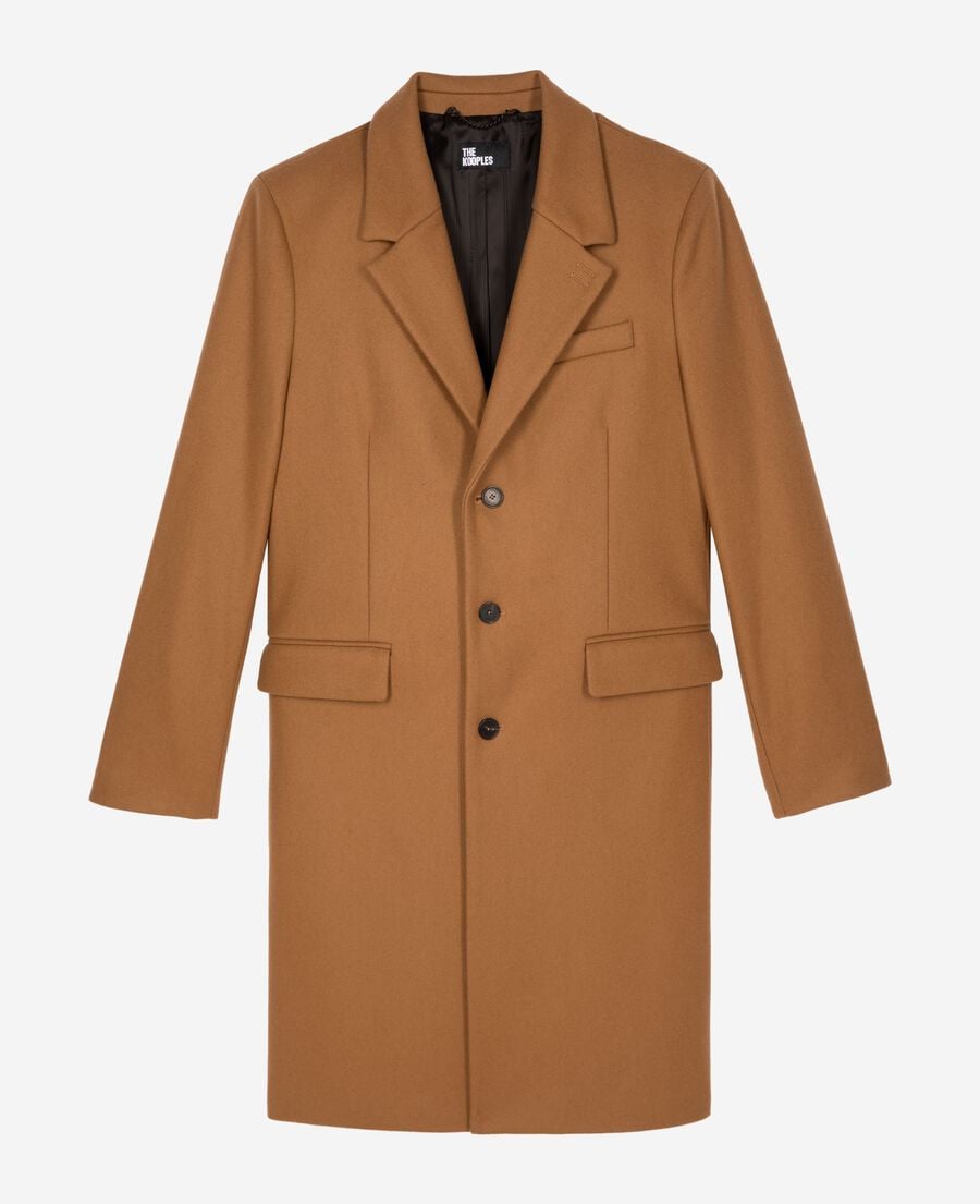 The Kooples HOMBRE CAMEL abrigo con solapa de piel camel
