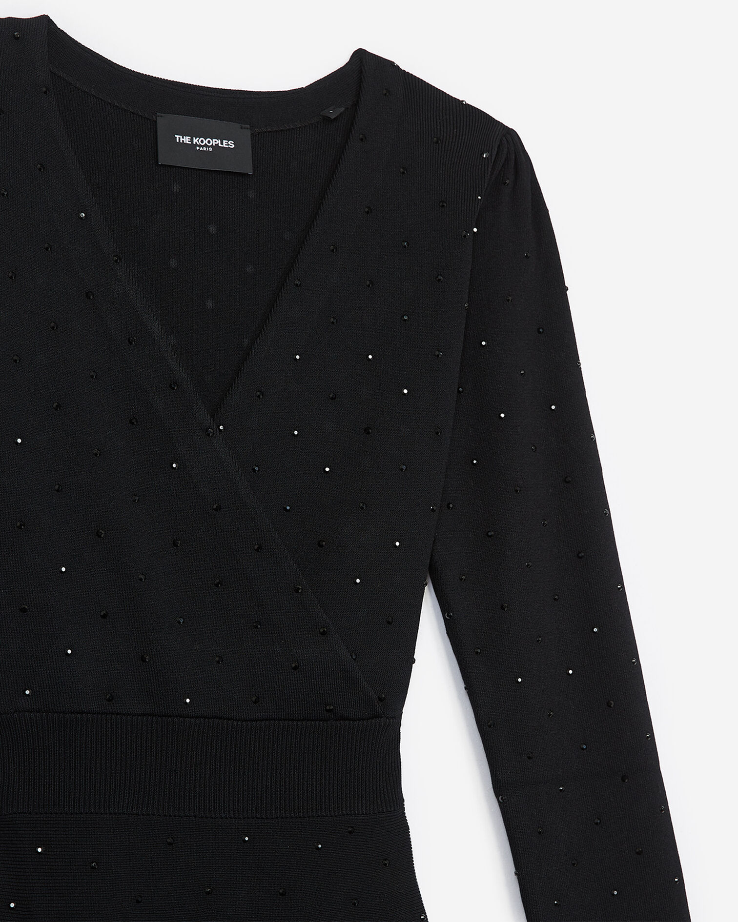 Robe courte noire cache-coeur à clous, BLACK, hi-res image number null