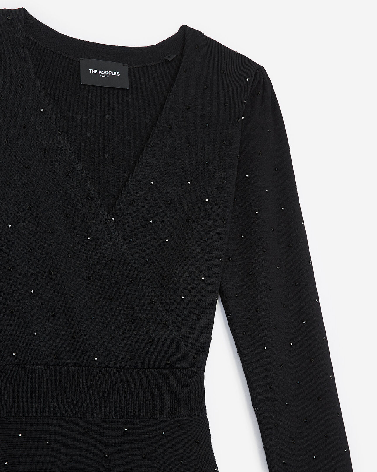 The Kooples FEMME BLACK robe courte noire cache-coeur à clous