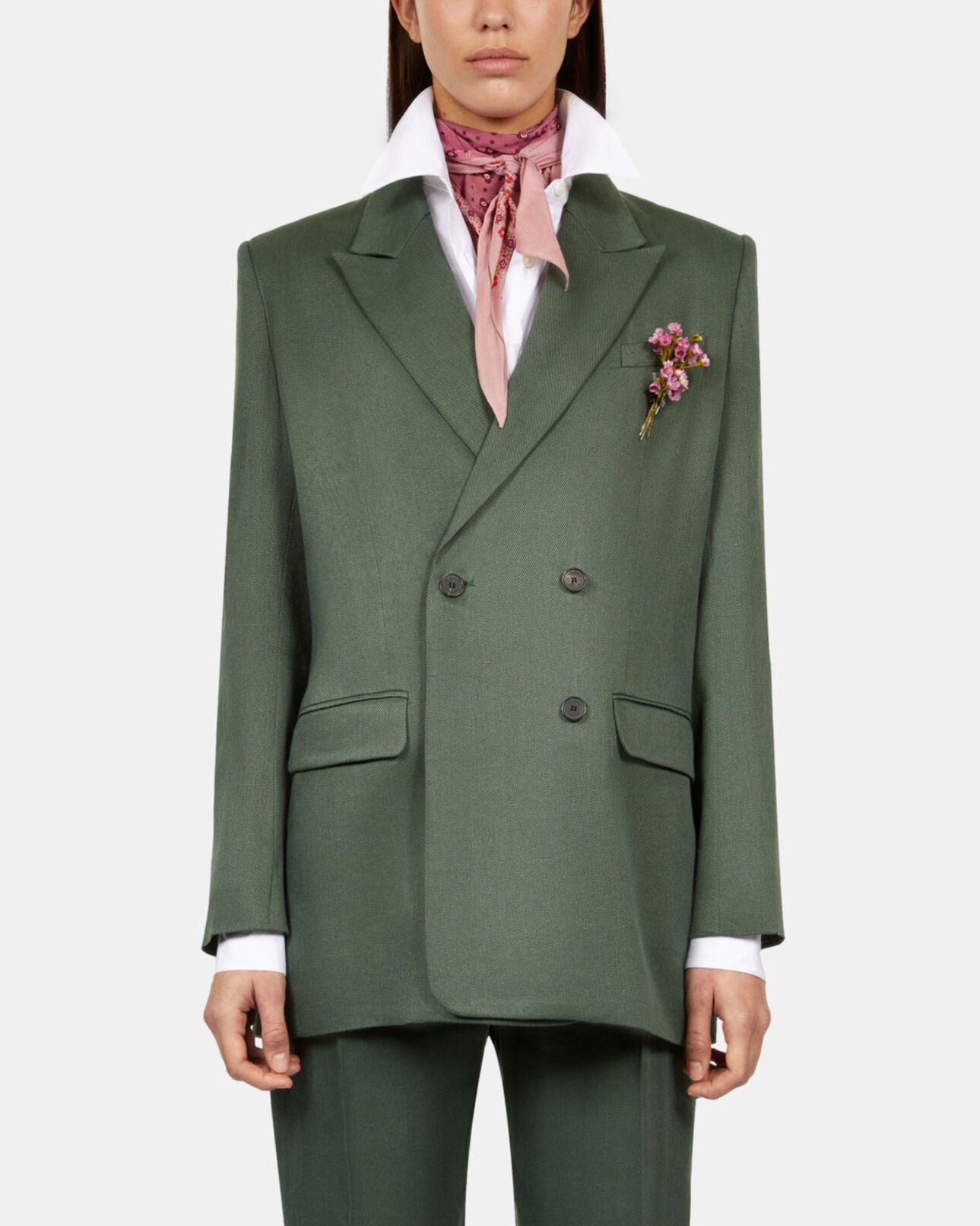 The Kooples WOMEN WOOD KAKI khaki suit jacket