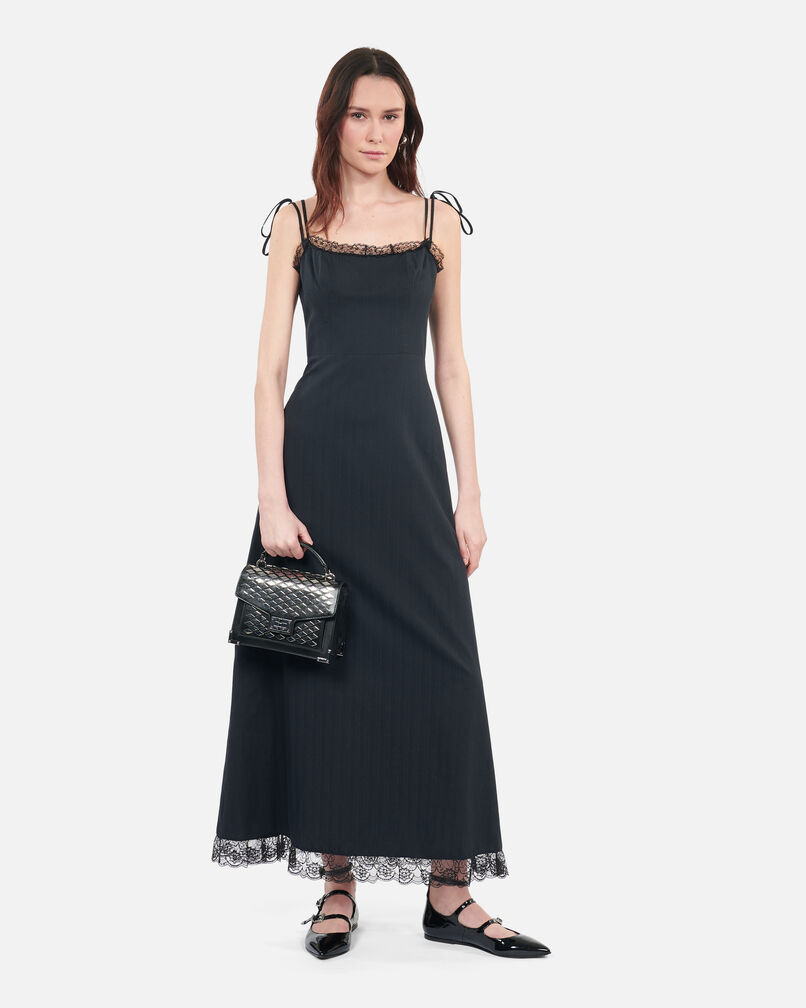 The Kooples WOMEN BLACK long black dress with lace