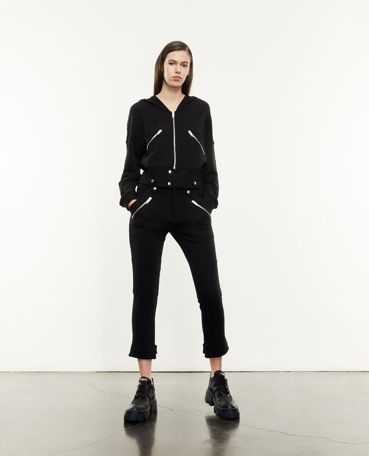 Black joggers shop with zips