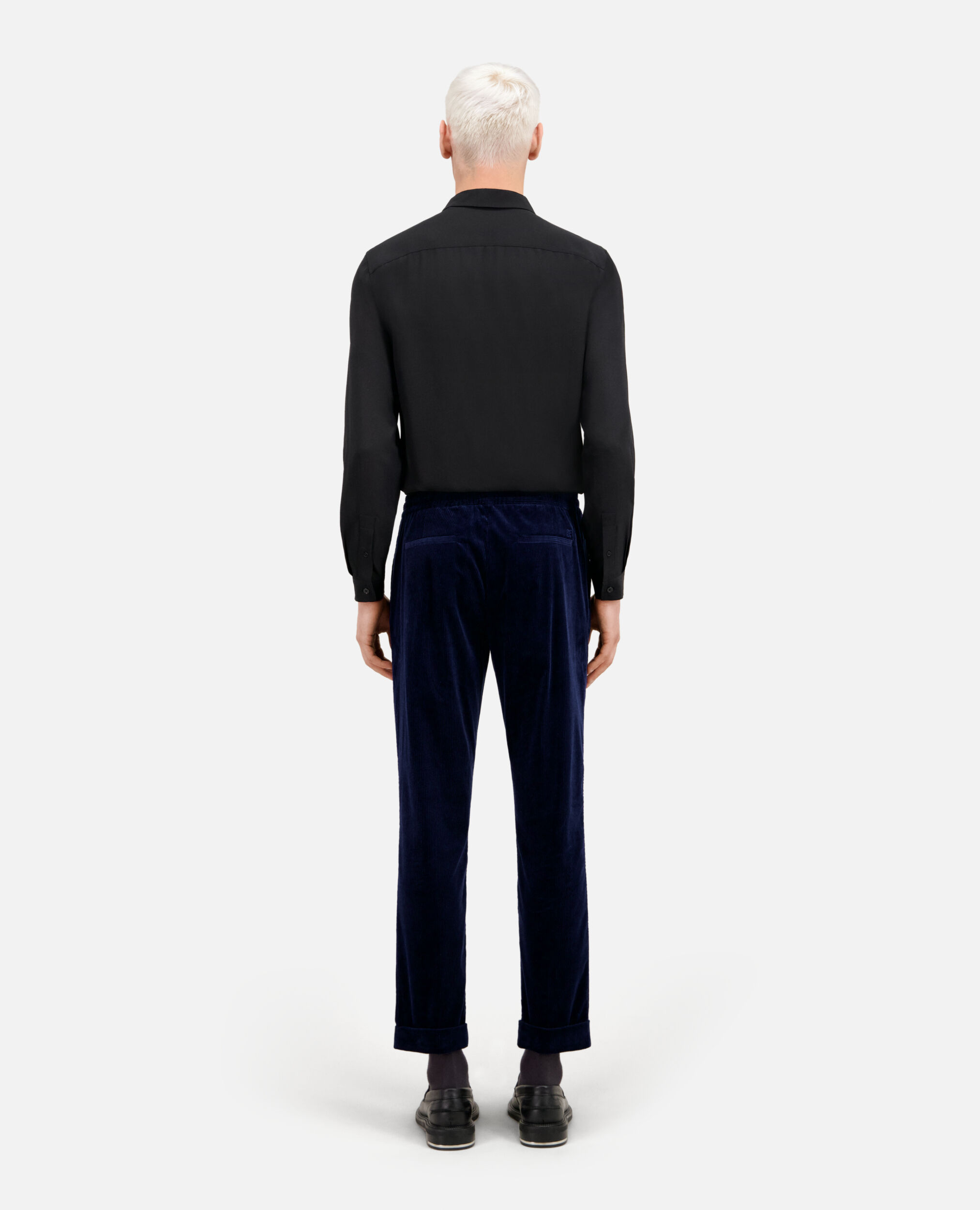 Navy blue corduroy trousers, NAVY, hi-res image number null