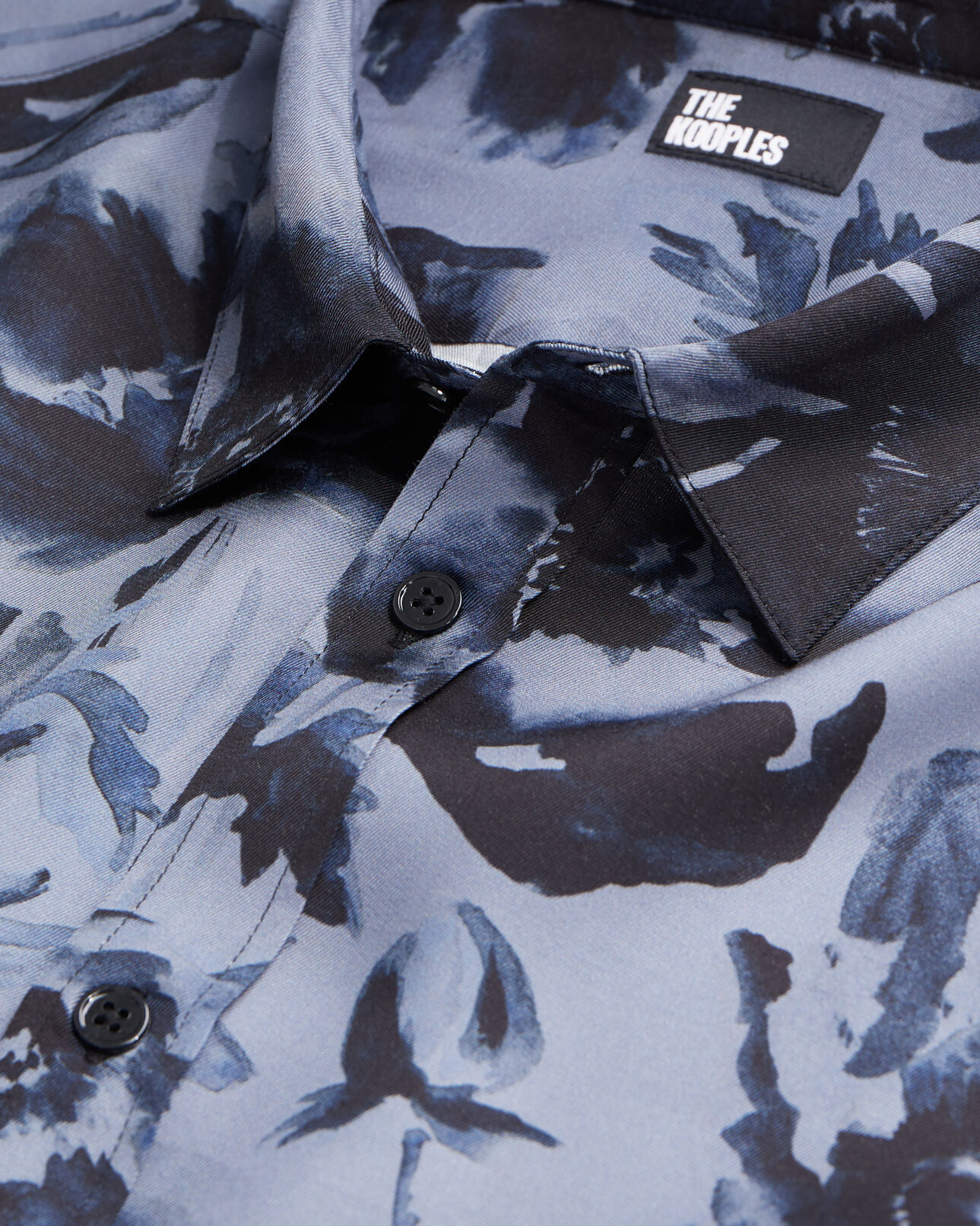 The Kooples MEN BLACK BLUE printed shirt