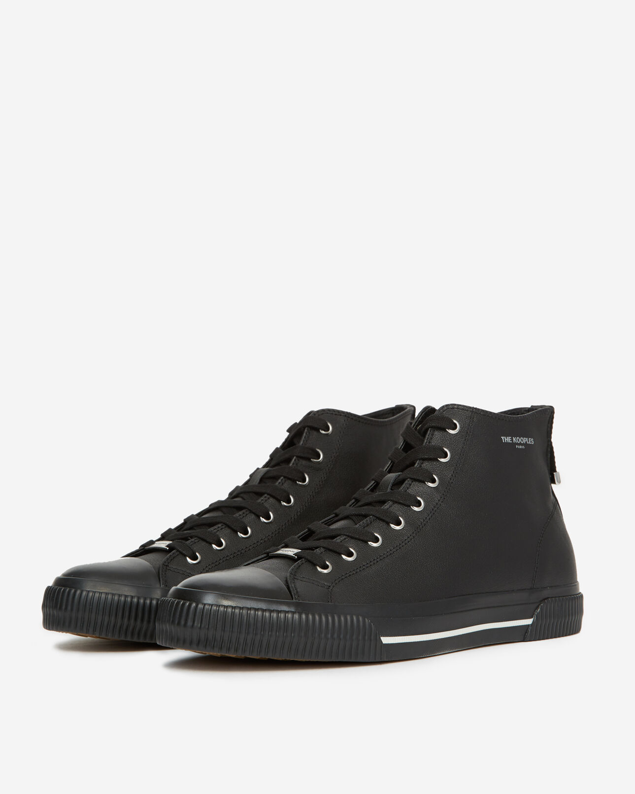 The Kooples HOMME BLACK baskets montantes noires cuir lisse
