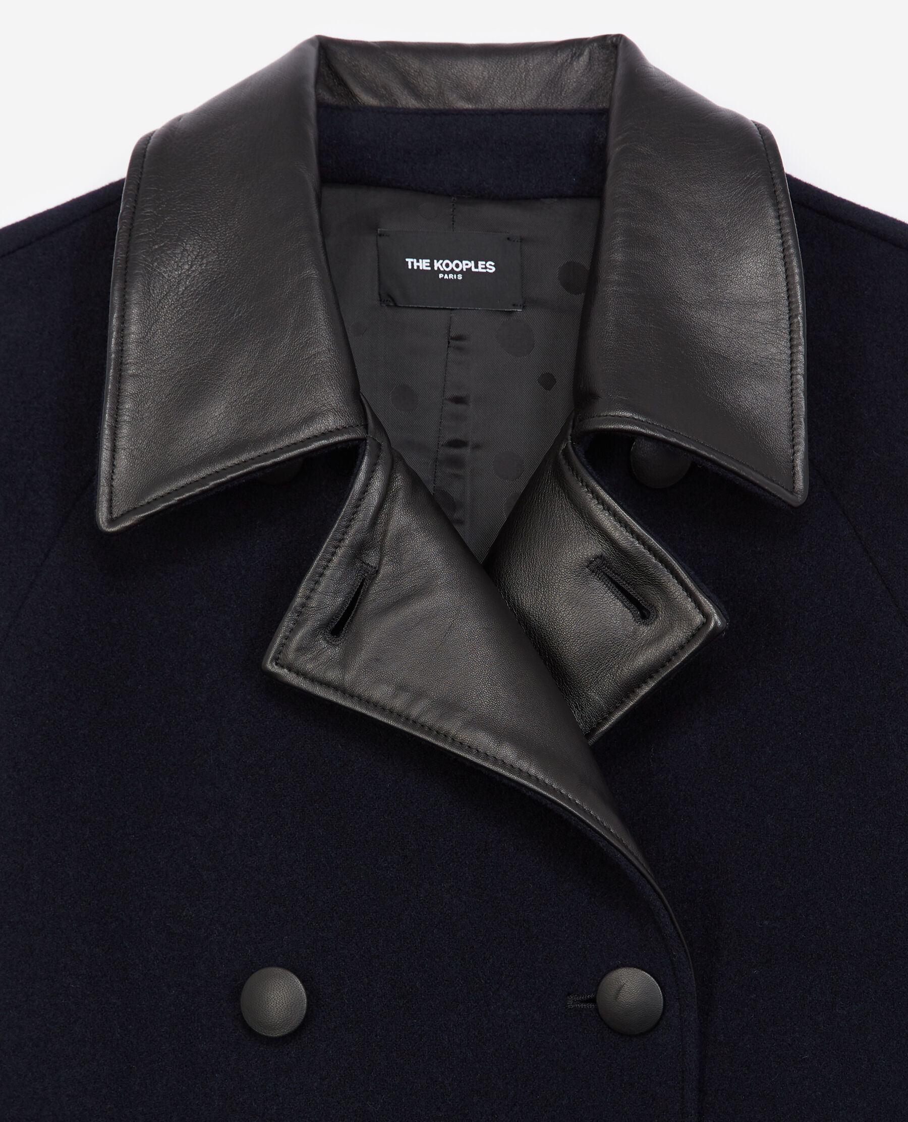 Trench style navy blue wool coat The Kooples US