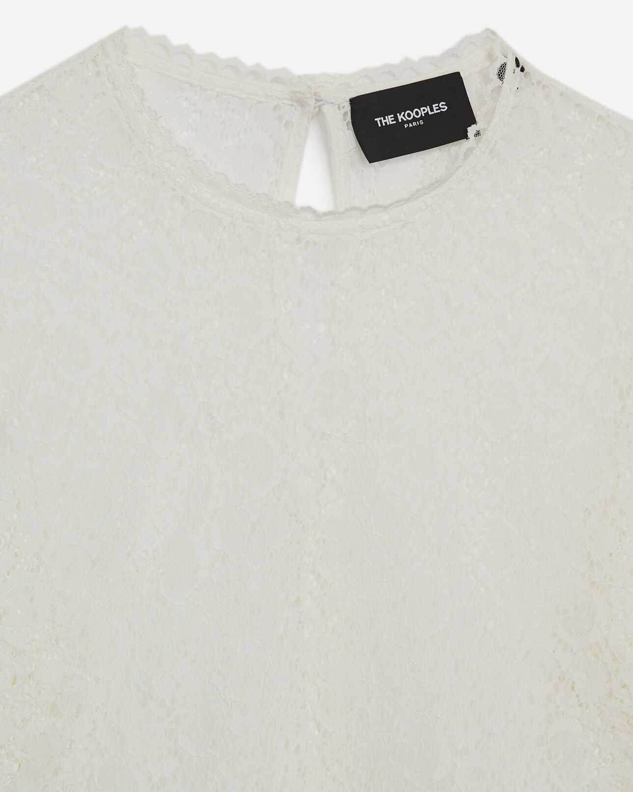 The Kooples FEMME ECRU top dentelle écru manches bouffantes
