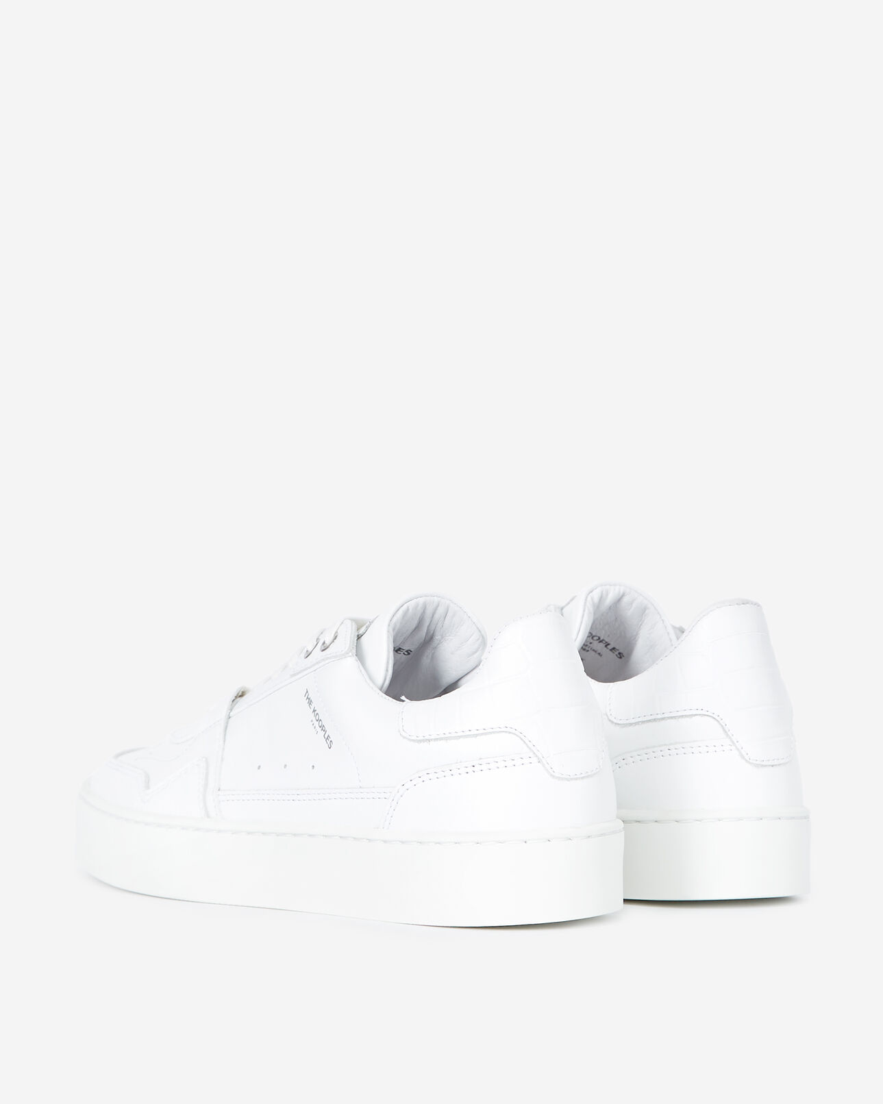 The Kooples DAMEN WHITE weiße turnschuhe aus leder mit krokodetail