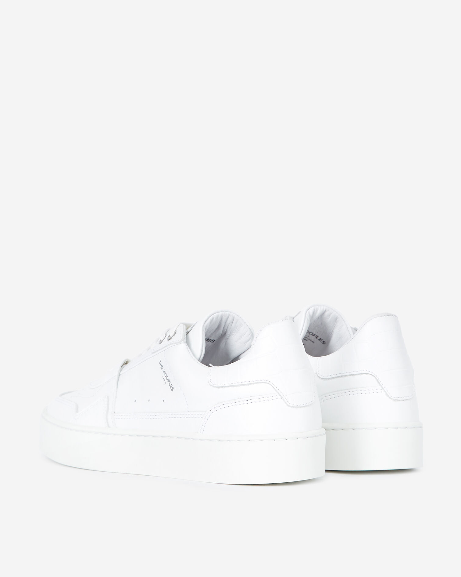 Weiße Turnschuhe aus Leder mit Krokodetail, WHITE, hi-res image number null
