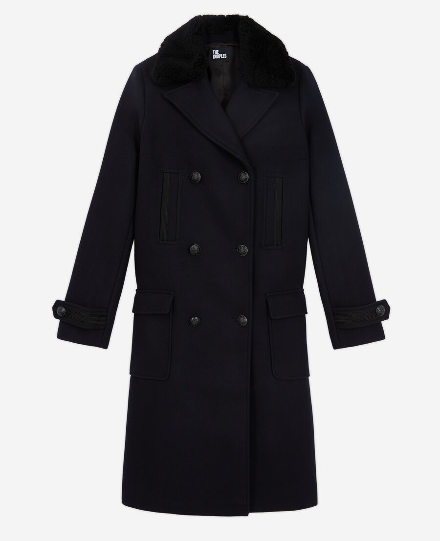 The Kooples FEMME NAVY manteau en laine bleu marine