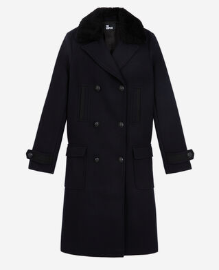 The Kooples FEMME NAVY manteau en laine bleu marine