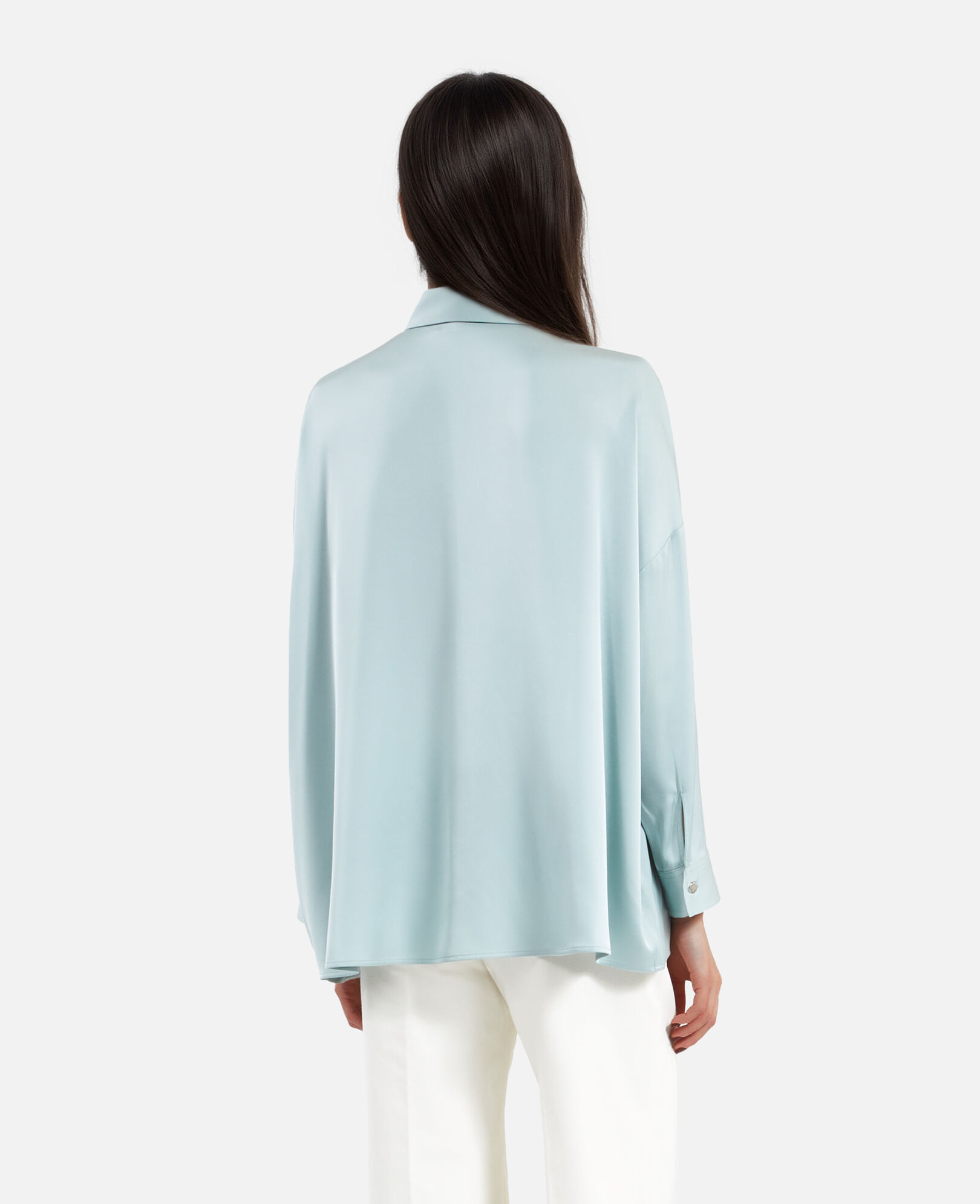 The Kooples WOMEN BLUE/GREEN loose fit celadon silk shirt