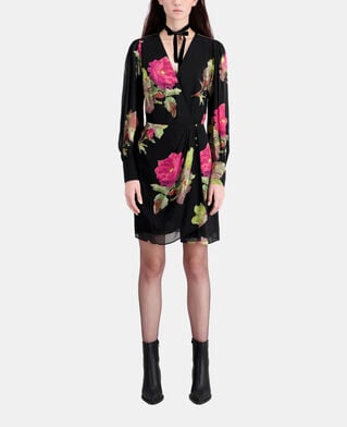 The Kooples WOMEN PINK BLACK short printed dress
