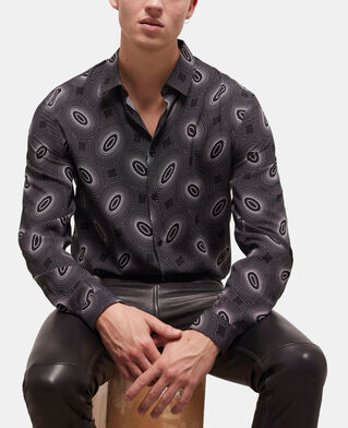 The Kooples MEN BLACK WHITE printed classic-collar shirt