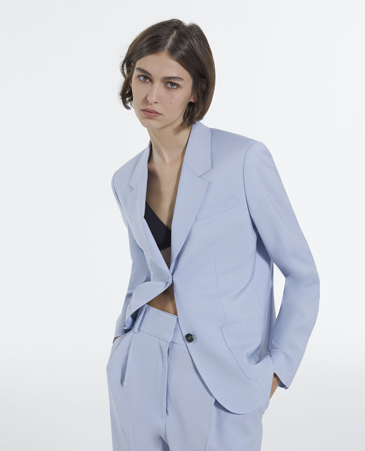 Veste habill e bleu ciel laine droite The Kooples France