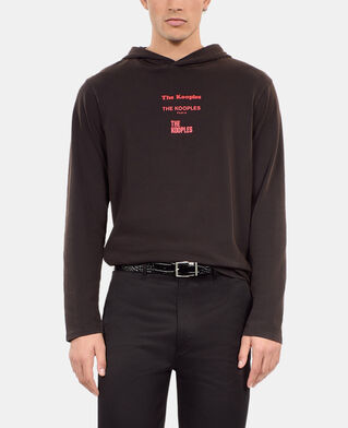 The Kooples HOMME BLACK WASHED t-shirt manches longues avec sérigraphie noir
