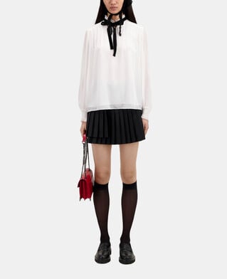 The Kooples WOMEN OFF WHITE ecru top with velvet detail