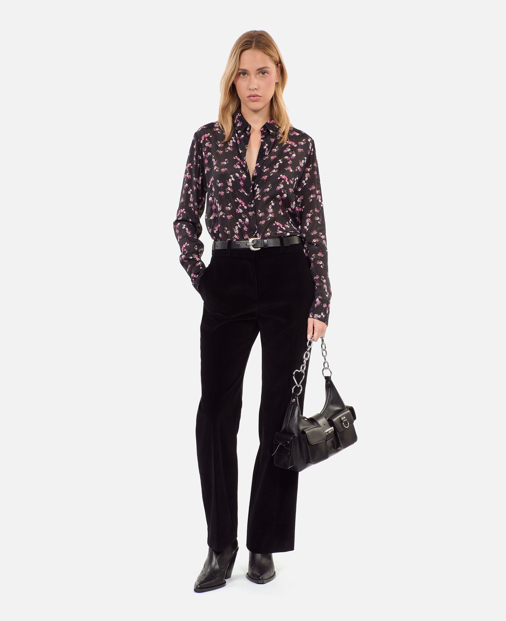 The Kooples WOMEN BLACK floral print shirt
