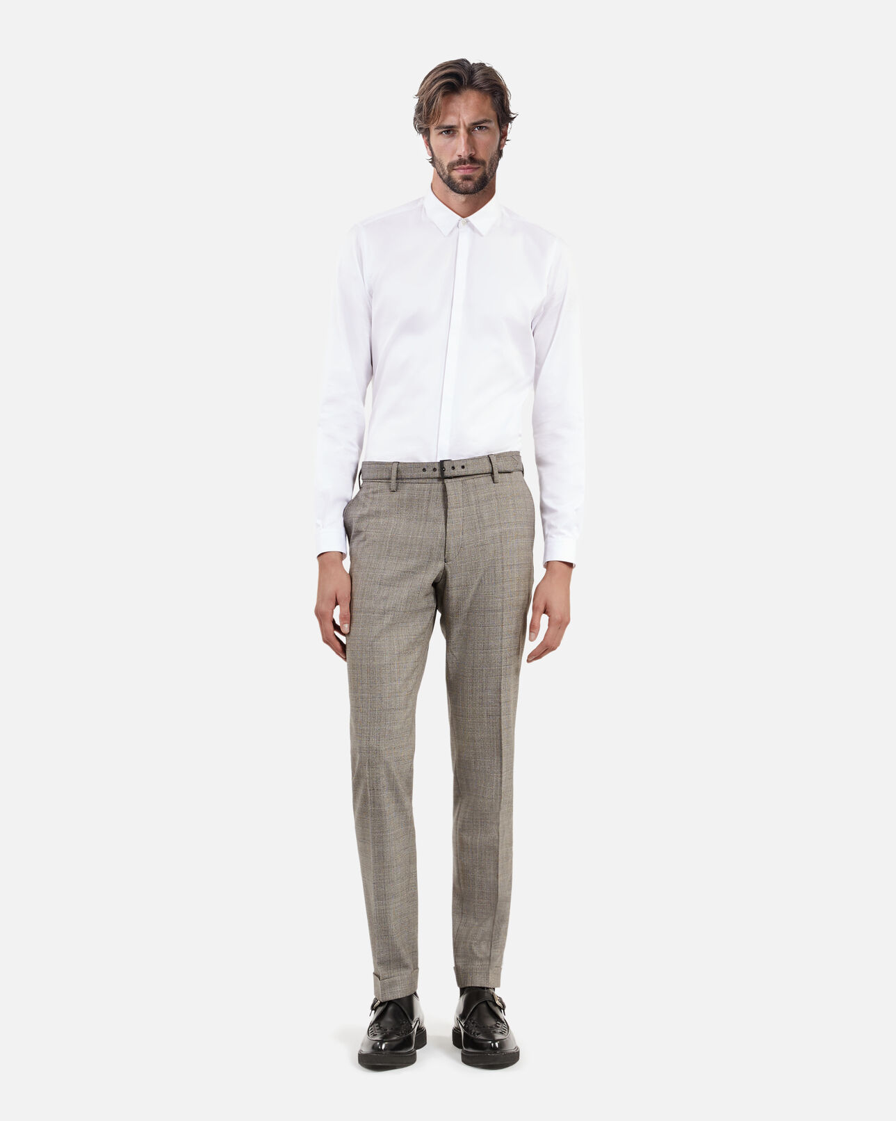 The Kooples MEN BEIGE MELANGE prince of wales beige wool suit pants