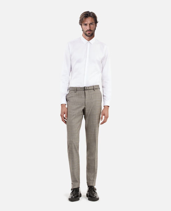 The Kooples MEN BEIGE MELANGE prince of wales beige wool suit pants