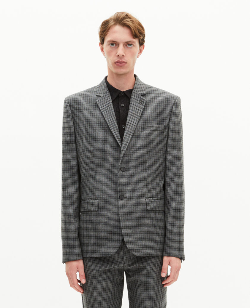 The Kooples MEN GREY black and grey houndstooth suit jacket