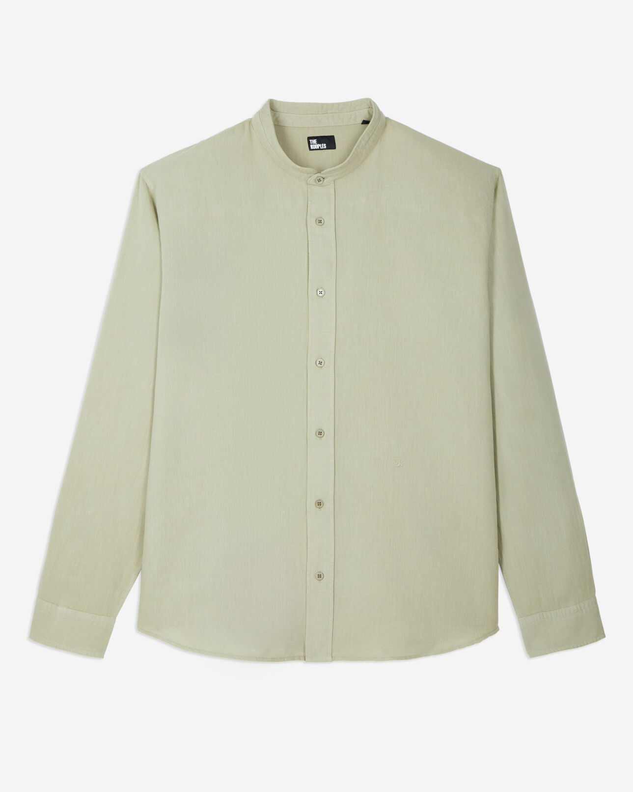 The Kooples MEN KAKI GREY light green cotton and linen shirt