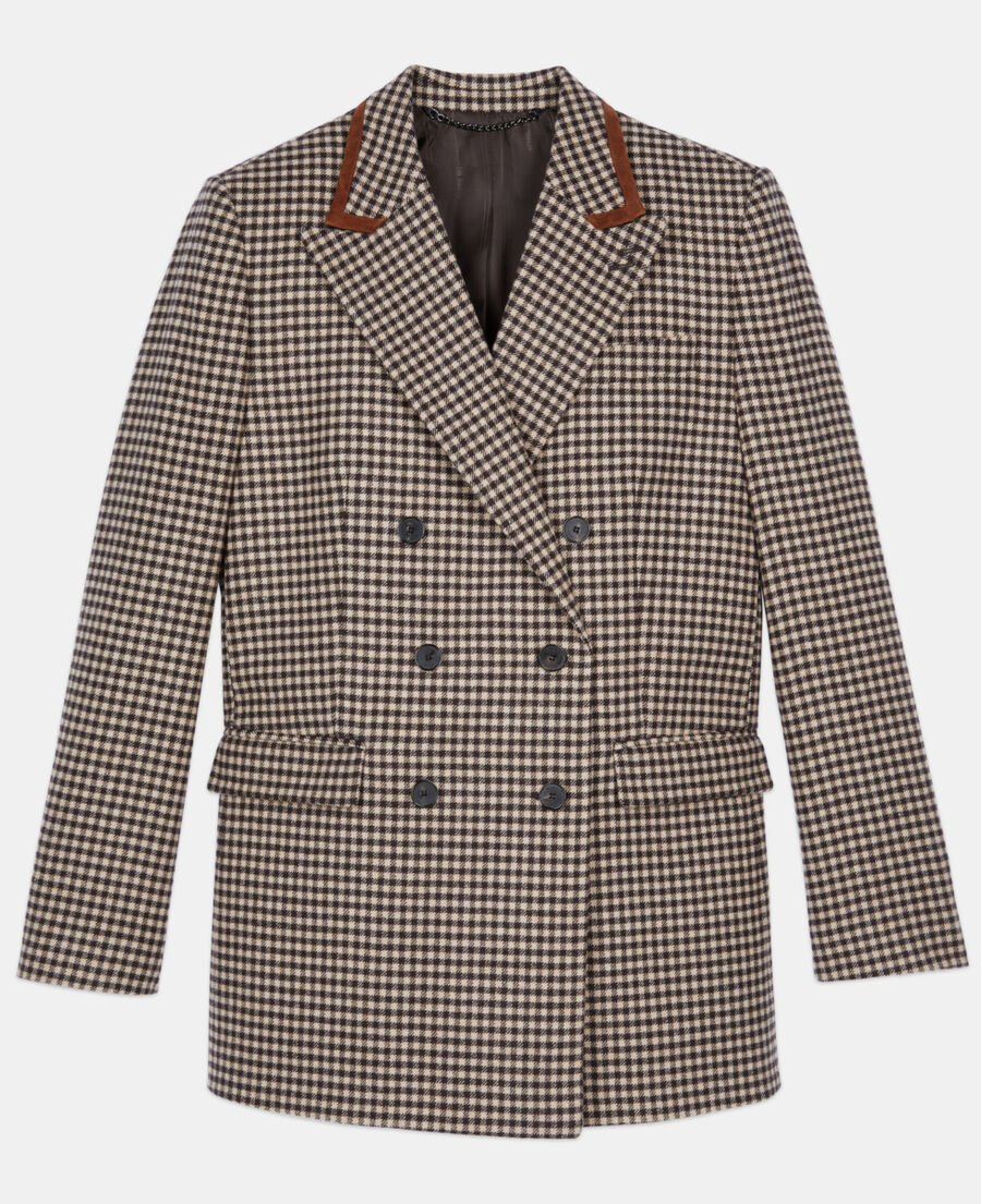 The Kooples DAMEN ECRU BLACK vichy-anzughose mit karomuster