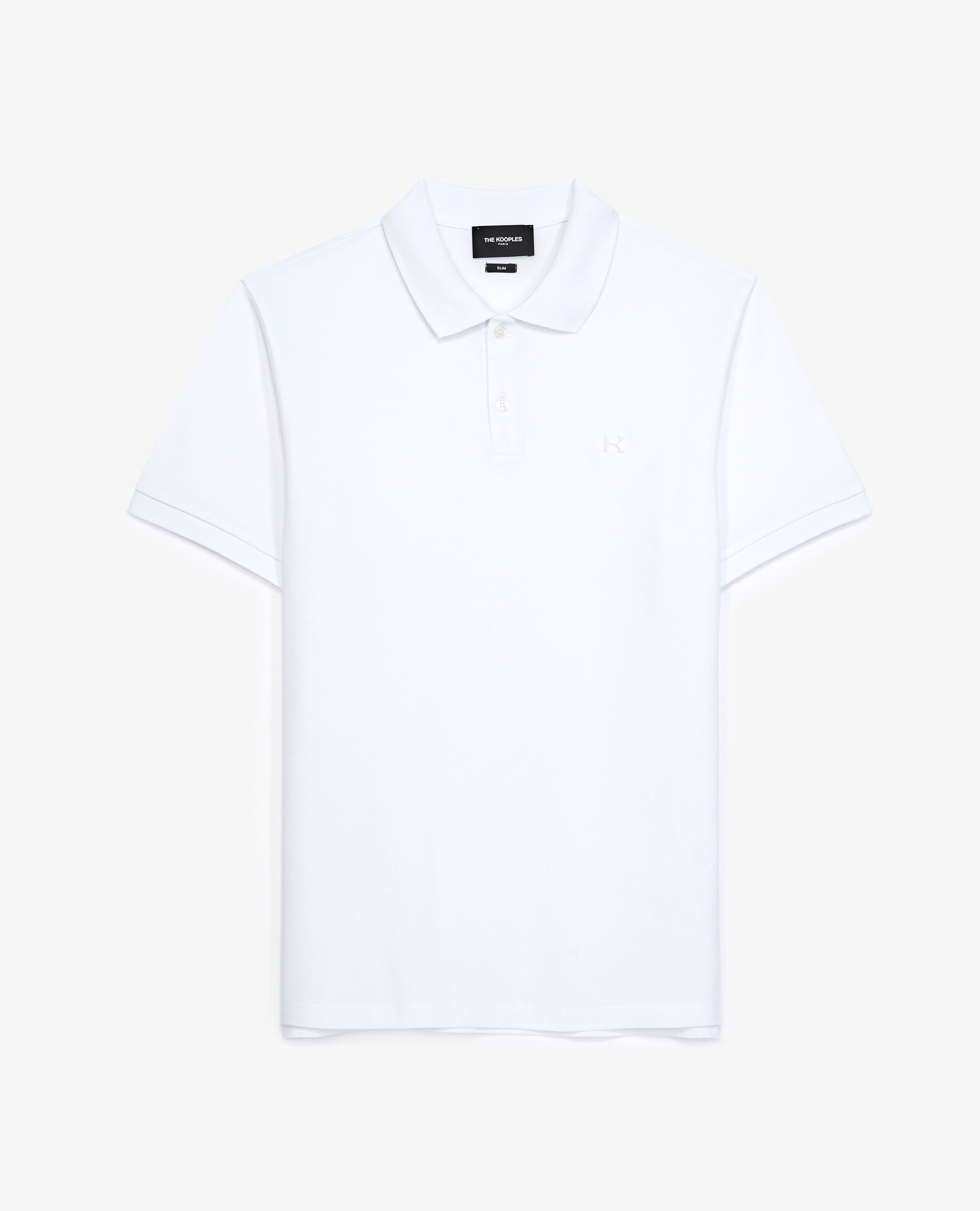 White cotton polo with classic collar, WHITE, hi-res image number null