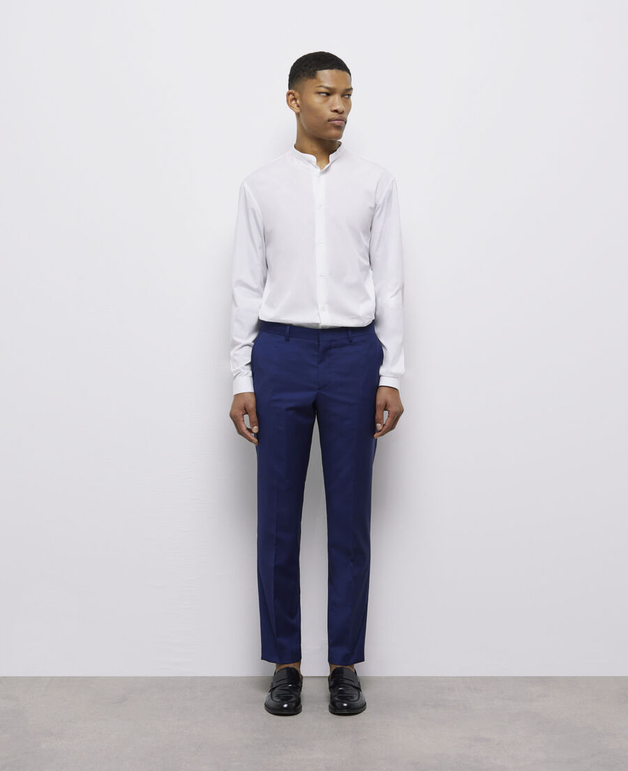 pantalon de costume micro motif bleu marine