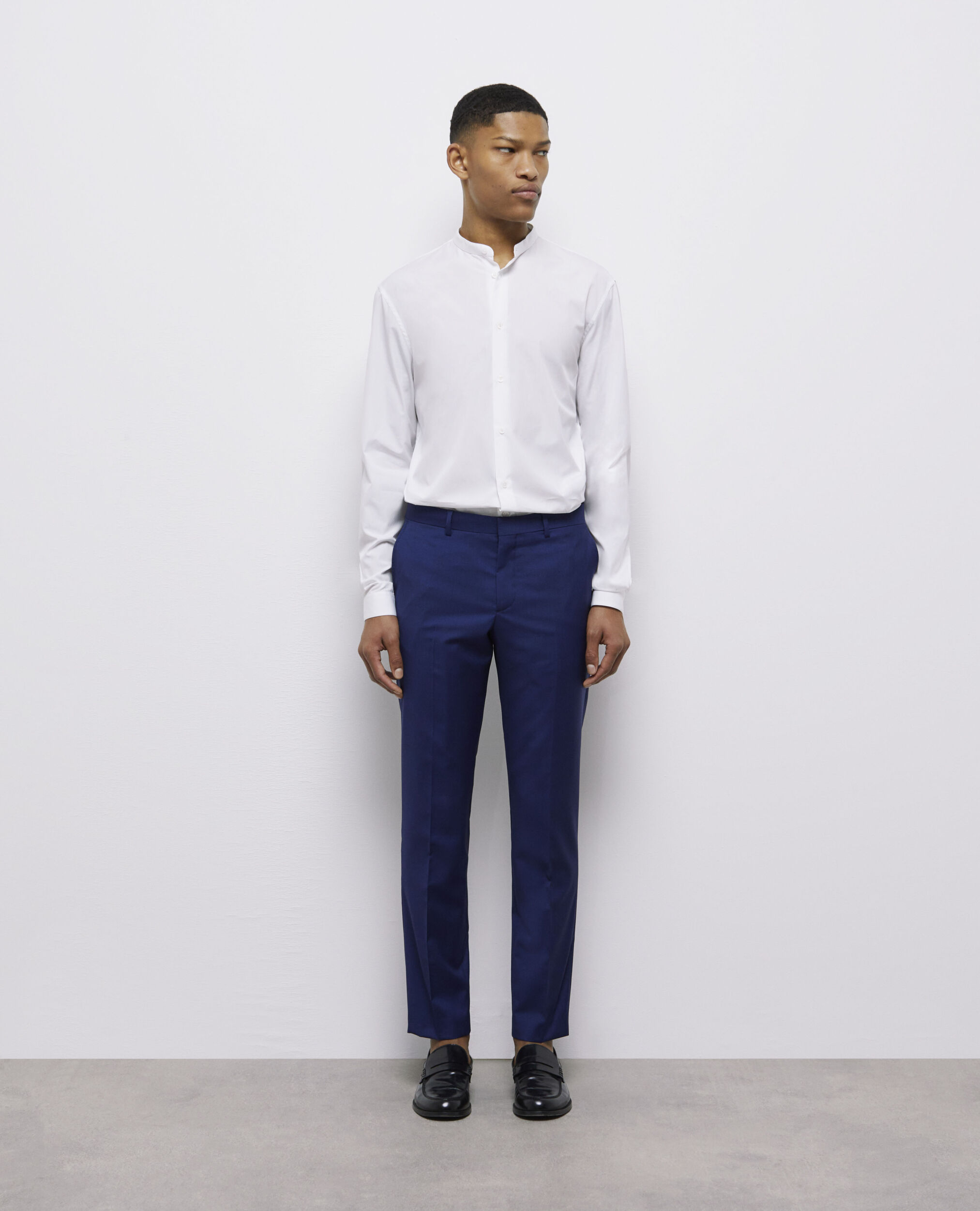 Pantalon de costume micro motif bleu marine, NAVY, hi-res image number null